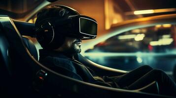 virtuel réalité casque contrôles votre futuriste voiture photo