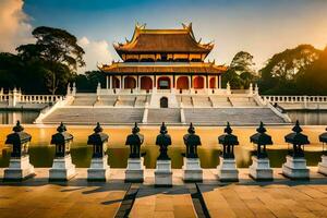 le d'or temple dans Hanoï, vietnam. généré par ai photo