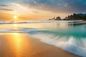 le coucher du soleil à le plage dans costa rica. généré par ai photo