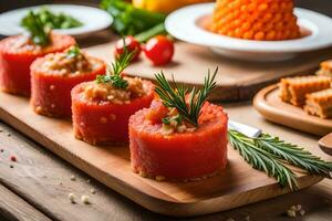 pastèque farci avec Viande et herbes. généré par ai photo