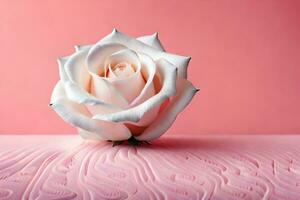 une Célibataire blanc Rose sur une rose Contexte. généré par ai photo