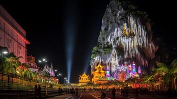 nuit vue de batu grottes. génératif ai photo