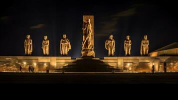 nuit vue de africain Renaissance monument. génératif ai photo