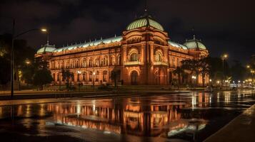 nuit vue de casa rosada. génératif ai photo