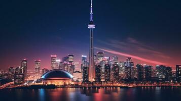 nuit vue de cn la tour. génératif ai photo