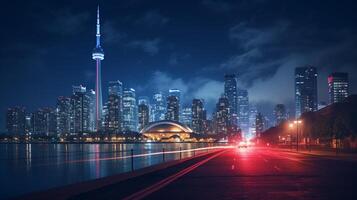 nuit vue de cn la tour. génératif ai photo