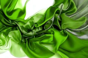 luxueux satin draperie Contexte texture dans vert couleur. mai utilisé pour bannière, fond d'écran, affiche, couverture. génératif ai. photo