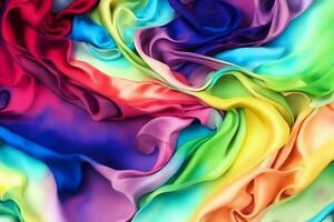 le texture de le multi coloré pente satin en tissu pour le Contexte. mai utilisé pour bannière, fond d'écran, affiche, couverture. génératif ai. photo