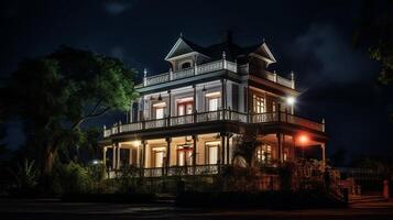 nuit vue de maison de merveilles. génératif ai photo