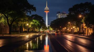 nuit vue de hémisphère la tour. génératif ai photo