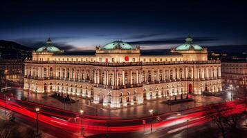 nuit vue de hofbourg palais. génératif ai photo