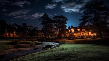 nuit vue de monter Kenya safari club. génératif ai photo