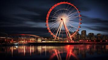 nuit vue de Melbourne étoile observation roue. génératif ai photo