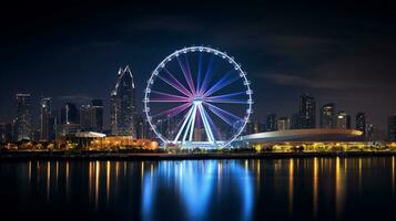 nuit vue de Melbourne étoile observation roue. génératif ai photo