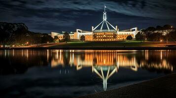 nuit vue de parlement maison. génératif ai photo