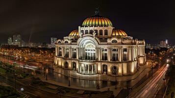 nuit vue de palacio de bellas artes. génératif ai photo