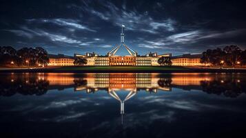 nuit vue de parlement maison. génératif ai photo