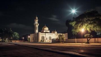 nuit vue de sankoré madrasa. génératif ai photo