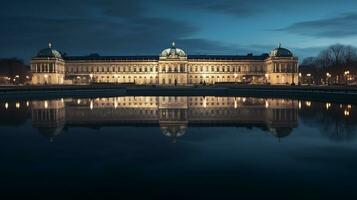 nuit vue de schonbrunn palais. génératif ai photo