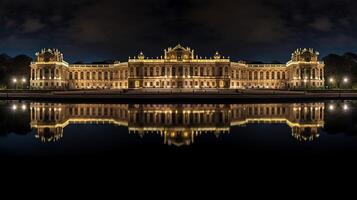 nuit vue de schonbrunn palais. génératif ai photo