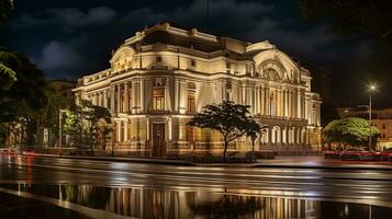 nuit vue de Teatro amazones. génératif ai photo