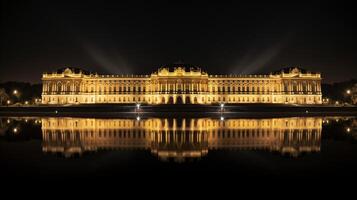 nuit vue de schonbrunn palais. génératif ai photo