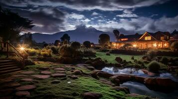 nuit vue de monter Kenya safari club. génératif ai photo