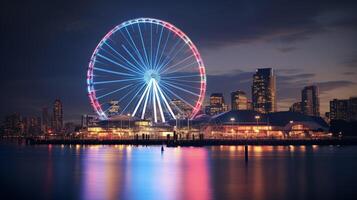 nuit vue de Melbourne étoile observation roue. génératif ai photo