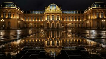 nuit vue de Versailles palais. génératif ai photo