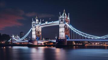 nuit vue de la tour pont. génératif ai photo