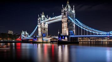 nuit vue de la tour pont. génératif ai photo