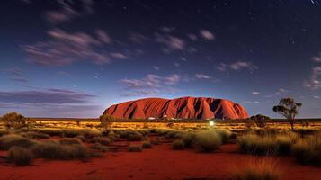 nuit vue de uluru - ayeurs rock. génératif ai photo