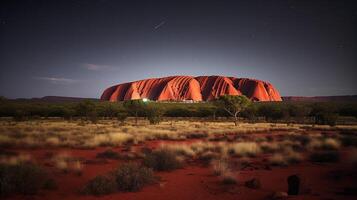 nuit vue de uluru - ayeurs rock. génératif ai photo