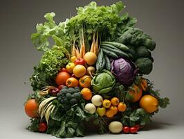 bouquet de des légumes sur une blanc Contexte ai génératif photo