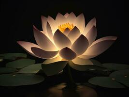 une charmant éclairage lotus. génératif ai photo