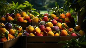 fraîchement choisi canistel fruit de jardin mis dans le des boites. génératif ai photo