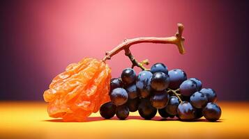 photo de raisin fruit moitié contre une coloré abstrait Contexte. génératif ai