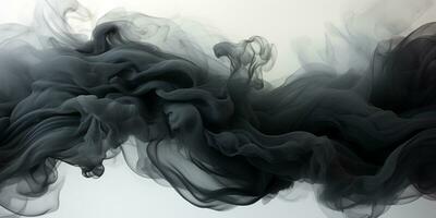 abstrait graphique mouvement sur arrière-plan, Créatif vagues de noir fumée, ai génératif photo