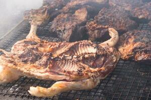 traditionnel Viande grillé sur le gril dans le argentin campagne photo