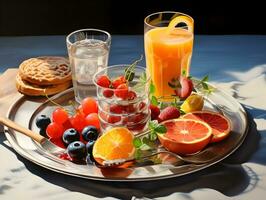 en bonne santé petit déjeuner sur le table ai génératif photo