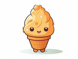 mignonne dessin animé personnage Orange la glace crème avec isolé Contexte ai génératif photo