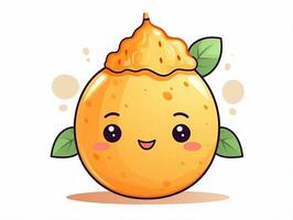 mignonne dessin animé personnage Orange la glace crème avec isolé Contexte ai génératif photo