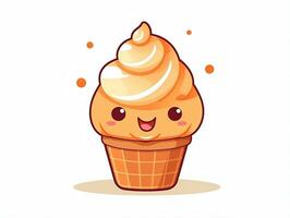 mignonne dessin animé personnage Orange la glace crème avec isolé Contexte ai génératif photo