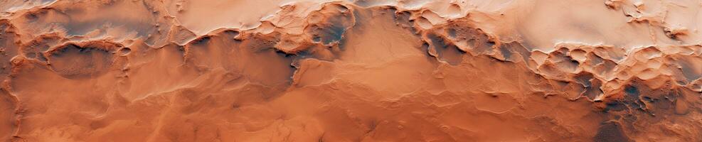 fascinant gros plans de Mars' rocheux terrain et rouge dunes. ai génératif. photo