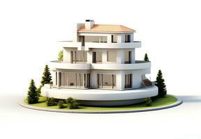 3d maison modèle sur blanc Contexte photo