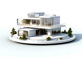 3d maison modèle sur blanc Contexte photo