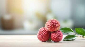 photo de litchi sur une minimaliste tableau. génératif ai