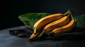 photo de banane plantain sur une minimaliste tableau. génératif ai