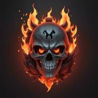 tête crâne Feu mascotte et esport jeu logo, ai généré photo