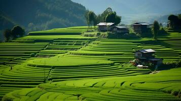 chinois rural zone, mature riz ai produire photo